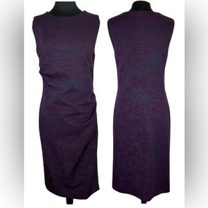 Escada Ruched Jacquard Print Sheath Midi Dress Purple Size 42